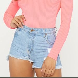 PrettyLittleThing Tall High Waisted Denim Shorts